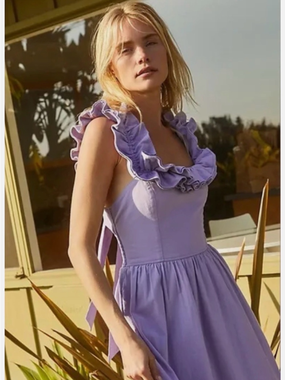 Free People Ruffle It Up Midi Dress - Size M - Lavender Fields - Picture 3 of 10